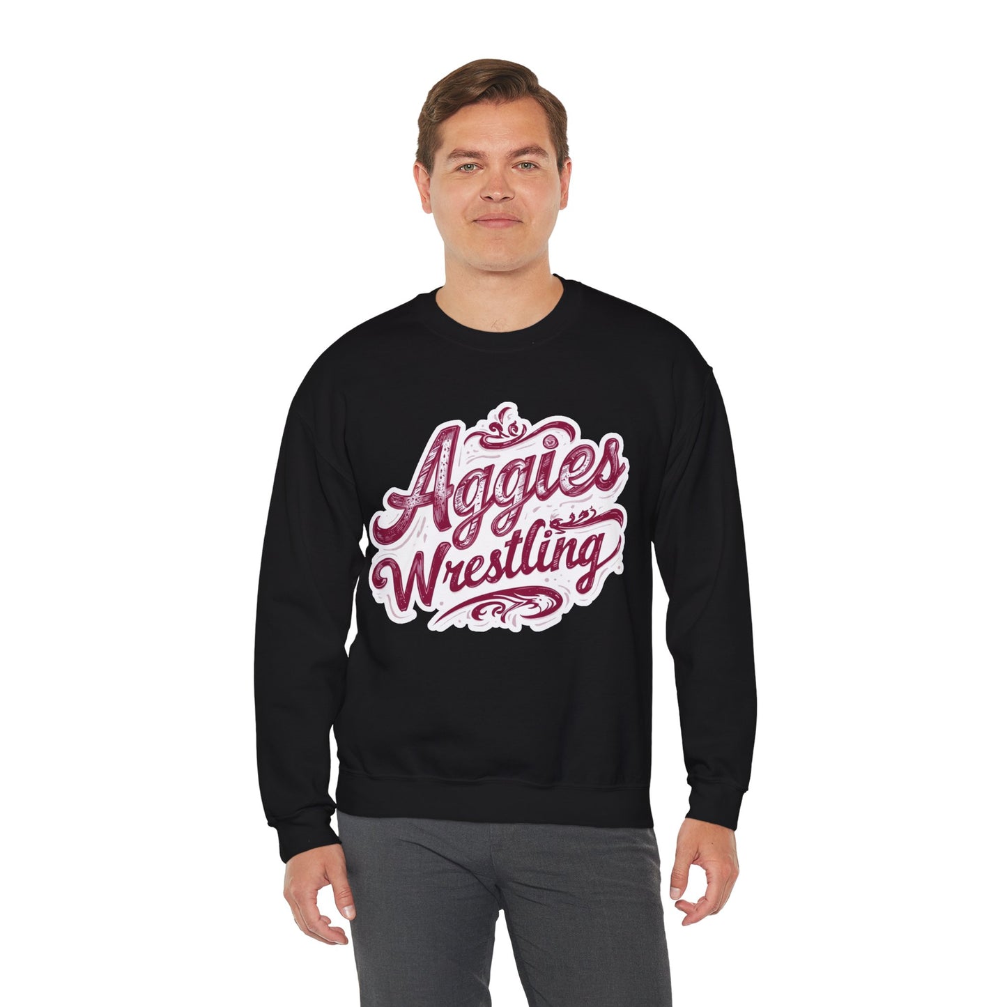Adult Crewneck Sweatshirt \ Hamilton Aggies Wrestling \ HAWG2