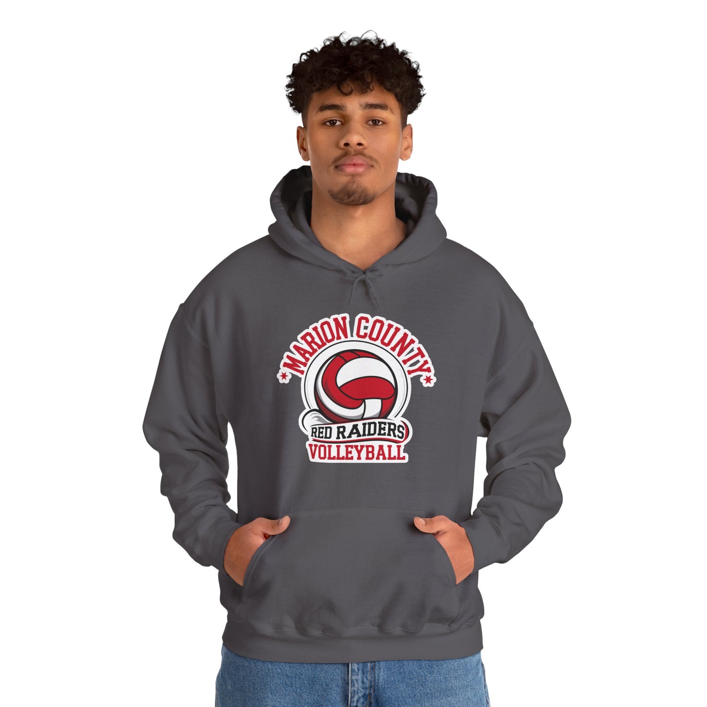 Adult Hoodie Sweatshirt \ Marion County Red Raiders Volleyball \ MCV1