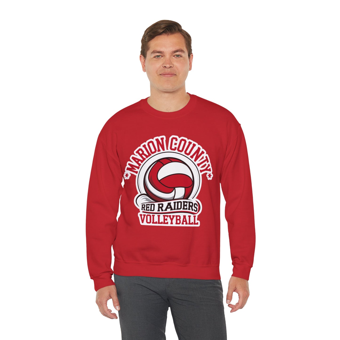 Adult Crewneck Sweatshirt \ Marion County Red Raiders Volleyball \ MCV1