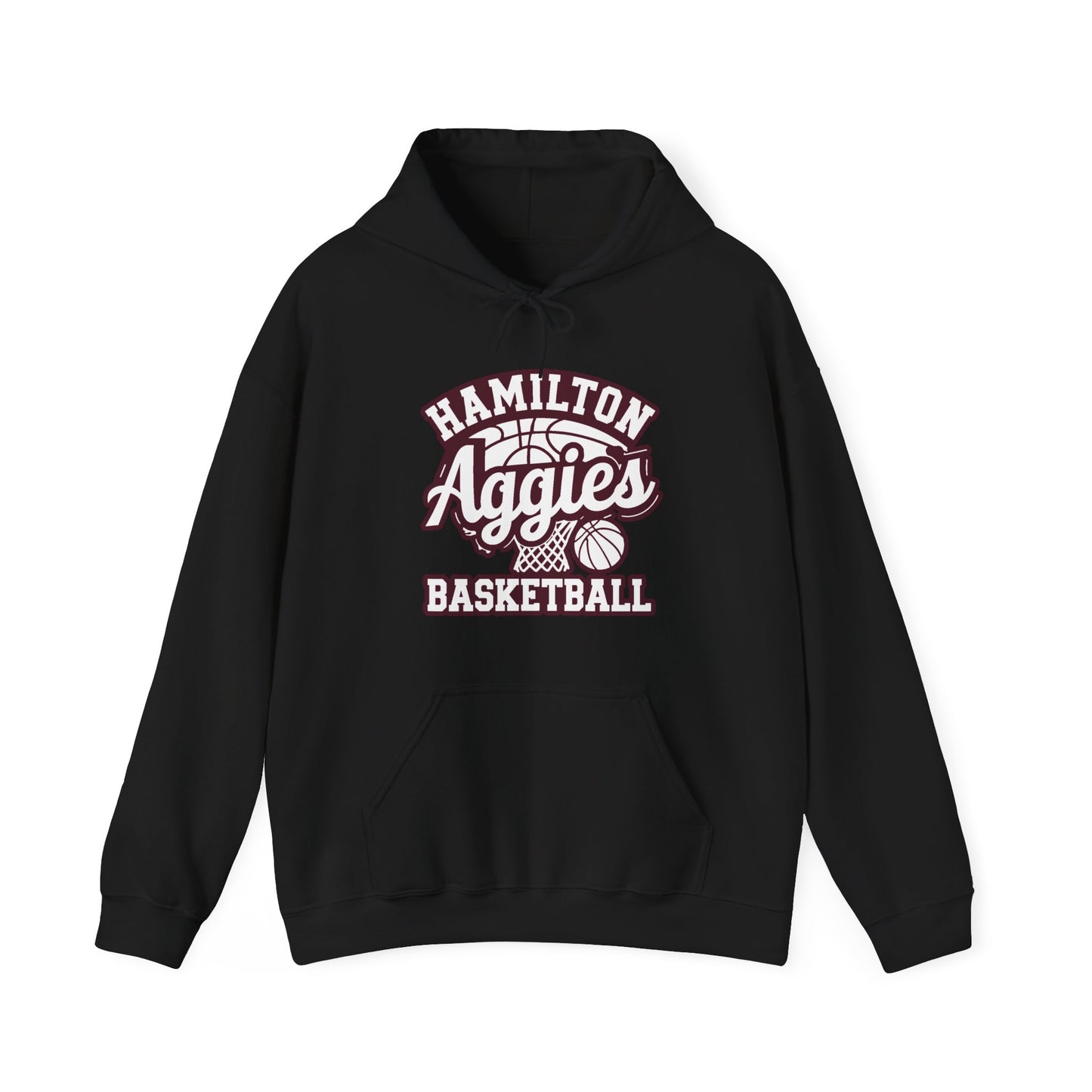 Adult Hoodie Sweatshirt \ Hamilton Aggies Basketball \ HABBG1