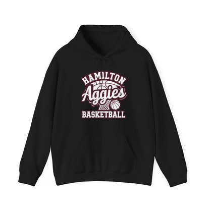 Adult Hoodie Sweatshirt \ Hamilton Aggies Basketball \ HABBG1