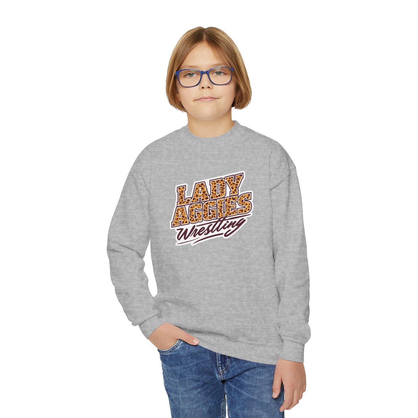 Youth Crewneck Sweatshirt \ Hamilton Aggies Wrestling \ HAWG3