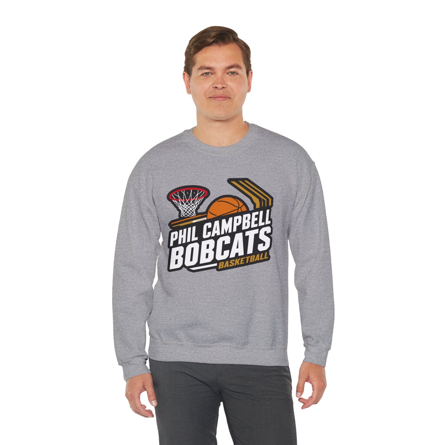 Adult Crewneck Sweatshirt \ Phil Campbell Bobcats Basketball \ PCBBK1