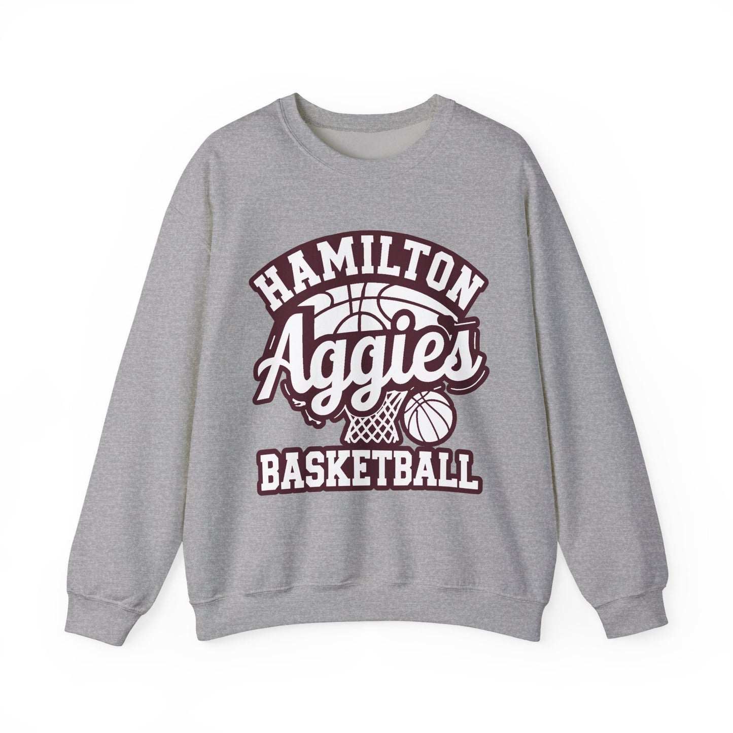 Adult Crewneck Sweatshirt \ Hamilton Aggies Basketball \ HABKG1