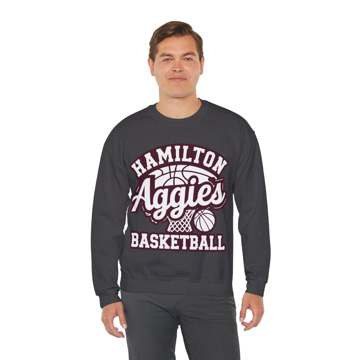 Adult Crewneck Sweatshirt \ Hamilton Aggies Basketball \ HABBG1