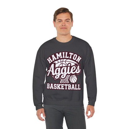 Adult Crewneck Sweatshirt \ Hamilton Aggies Basketball \ HABBG1