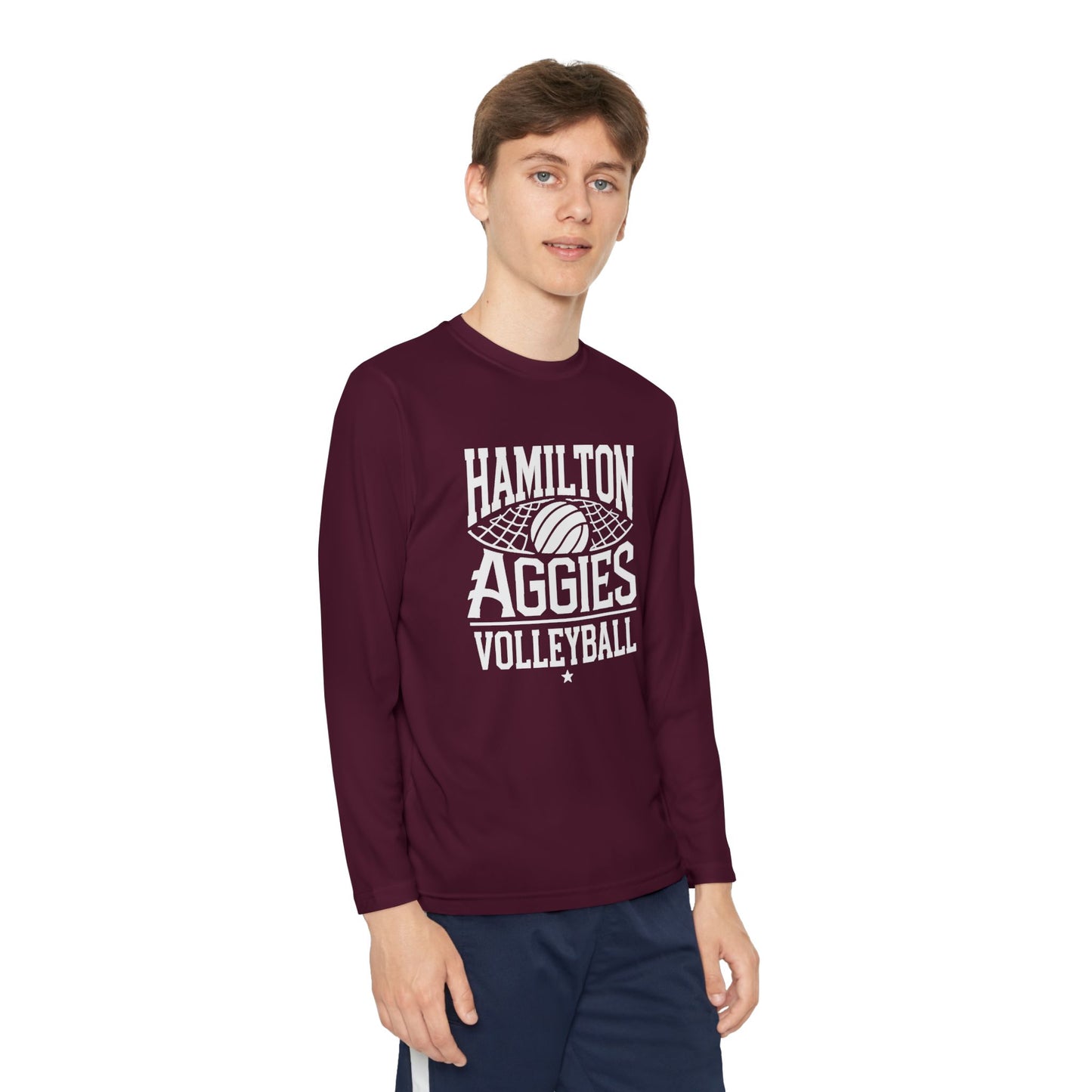 Youth Long Sleeve Tee \ Hamilton Aggies Volleyball \ HAV2