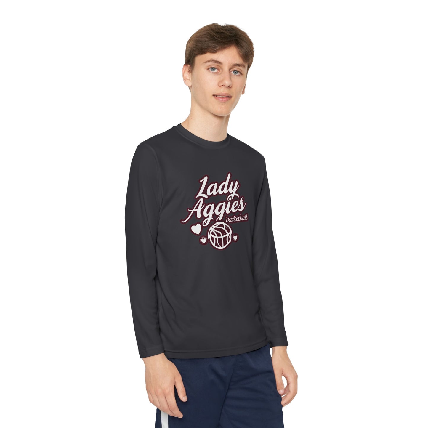 Youth Long Sleeve Tee \ Hamilton Aggies Basketball \ HABBG2