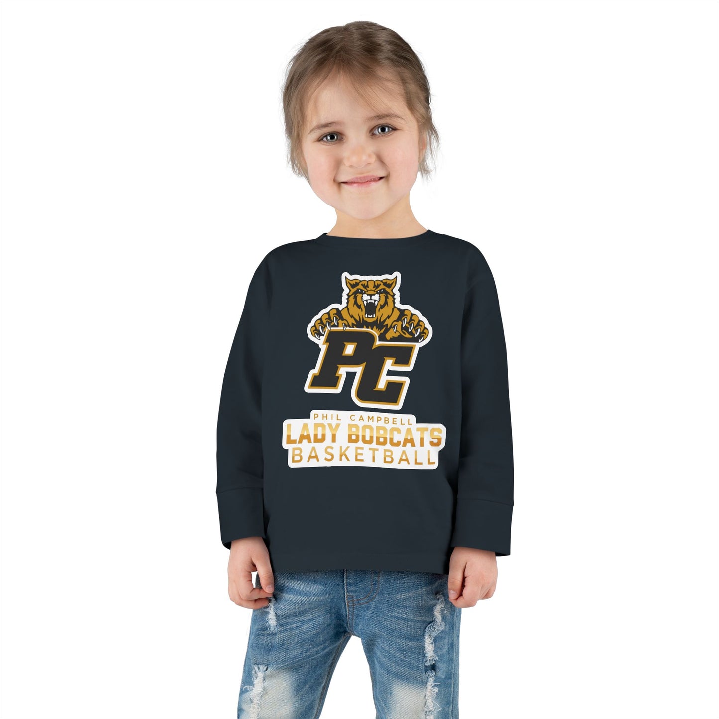 Toddler Long Sleeve Tee \ Phil Campbell Bobcats Basketball \ PCBBKG1