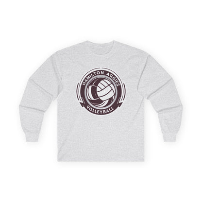 Adult Long Sleeve Tee \ Hamilton Aggies Volleyball \ HAV1