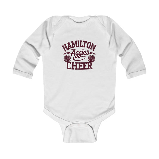 Long Sleeve Baby Bodysuit \ Hamilton Aggies Cheer \ Style HAC2