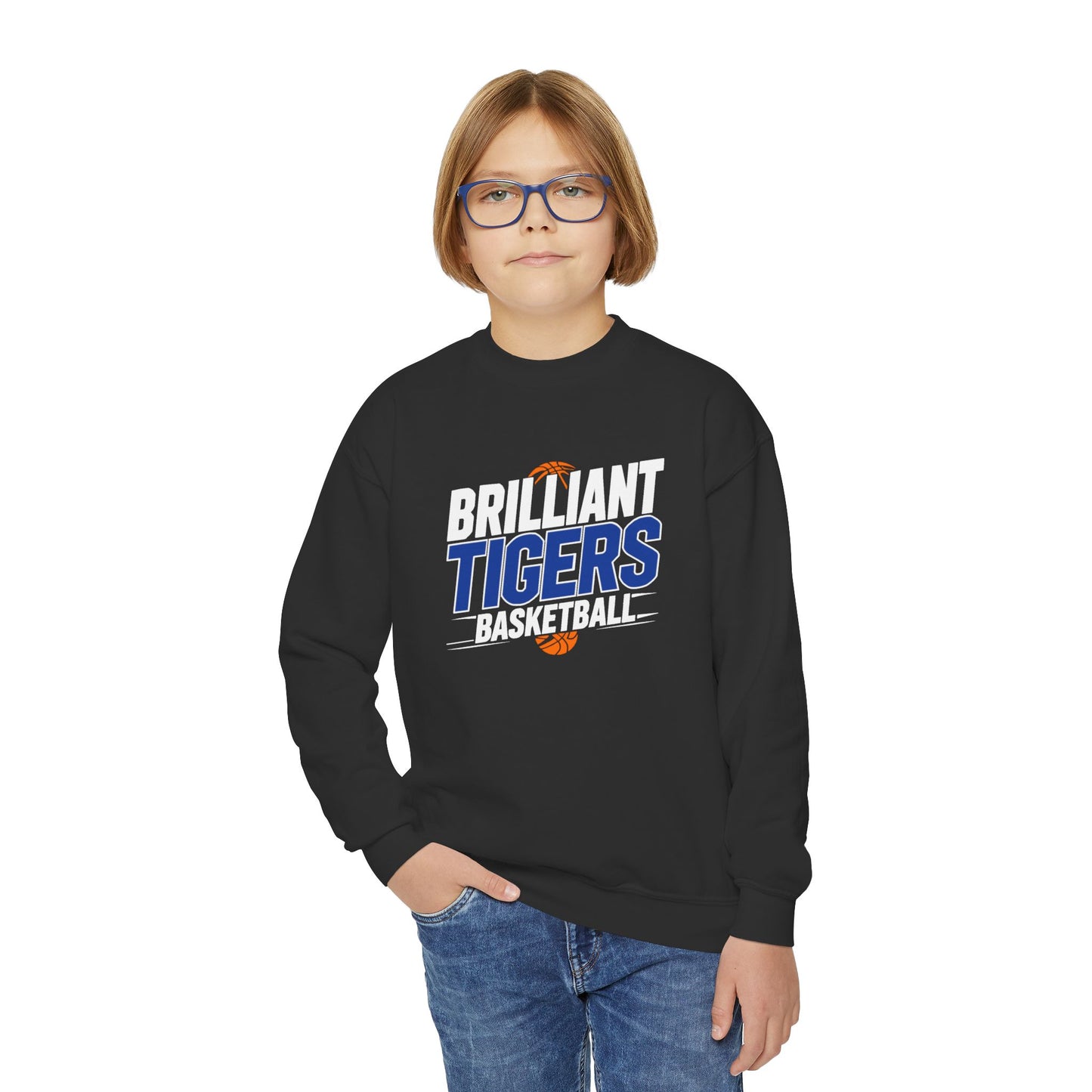Youth Crewneck Sweatshirt \ Brilliant Tigers Basketball \ BTBK1