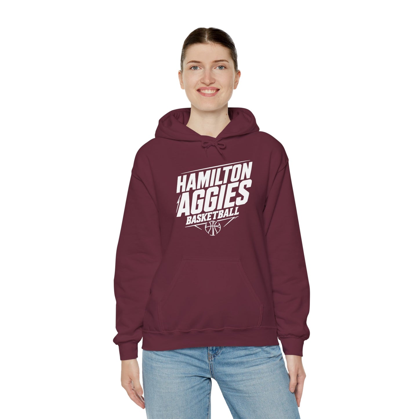 Adult Hoodie Sweatshirt \ Hamilton Aggies Basketball \ HABB2