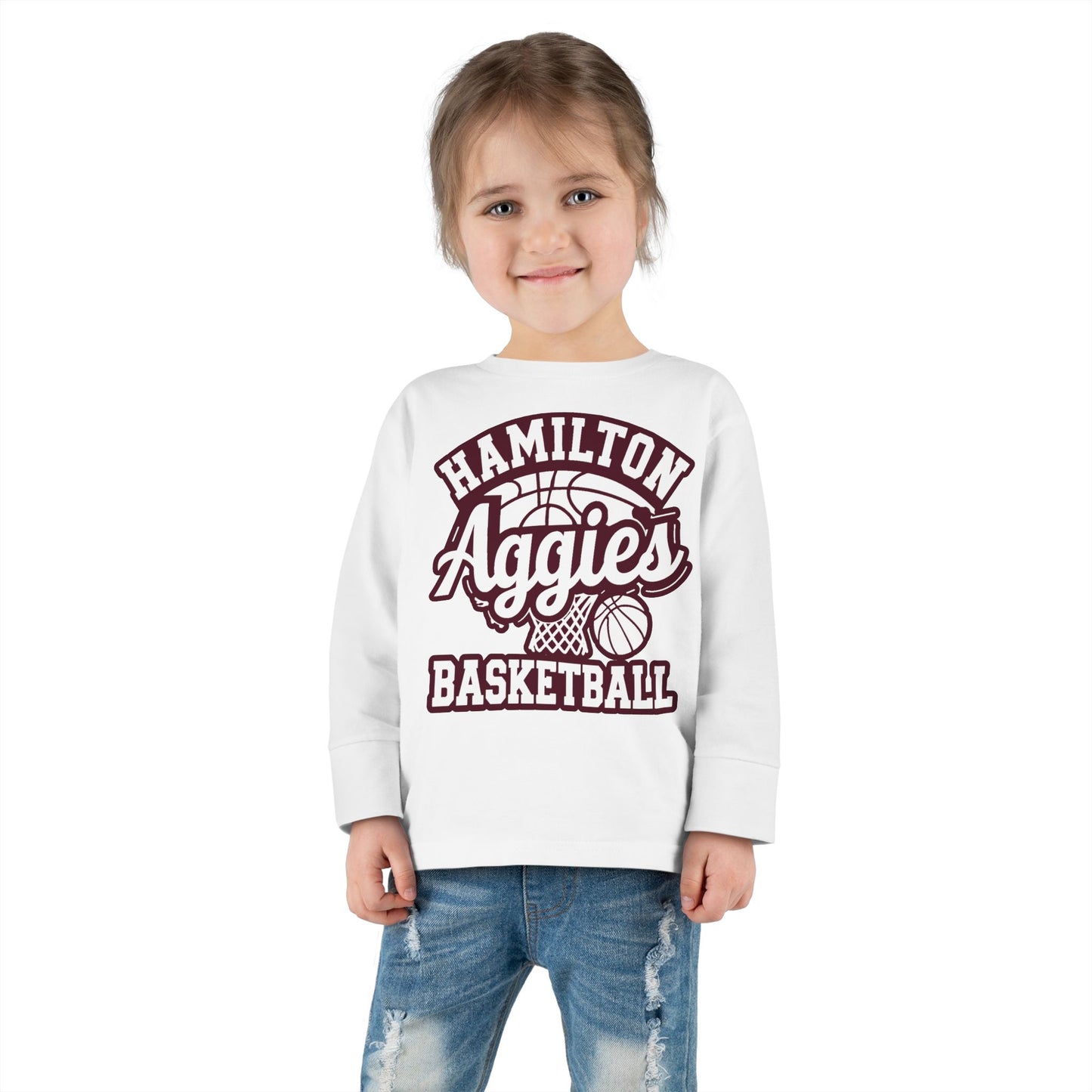 Toddler Long Sleeve Tee \ Hamilton Aggies Basketball \ HABBG1
