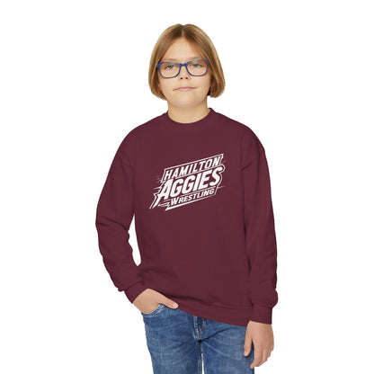 Youth Crewneck Sweatshirt \ Hamilton Aggies Wrestling \ HAW1