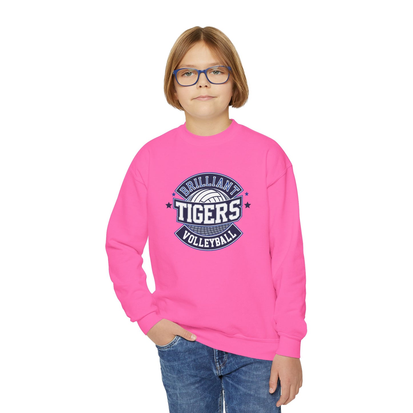 Youth Crewneck Sweatshirt \ Brilliant Tigers Volleyball \ BTV1