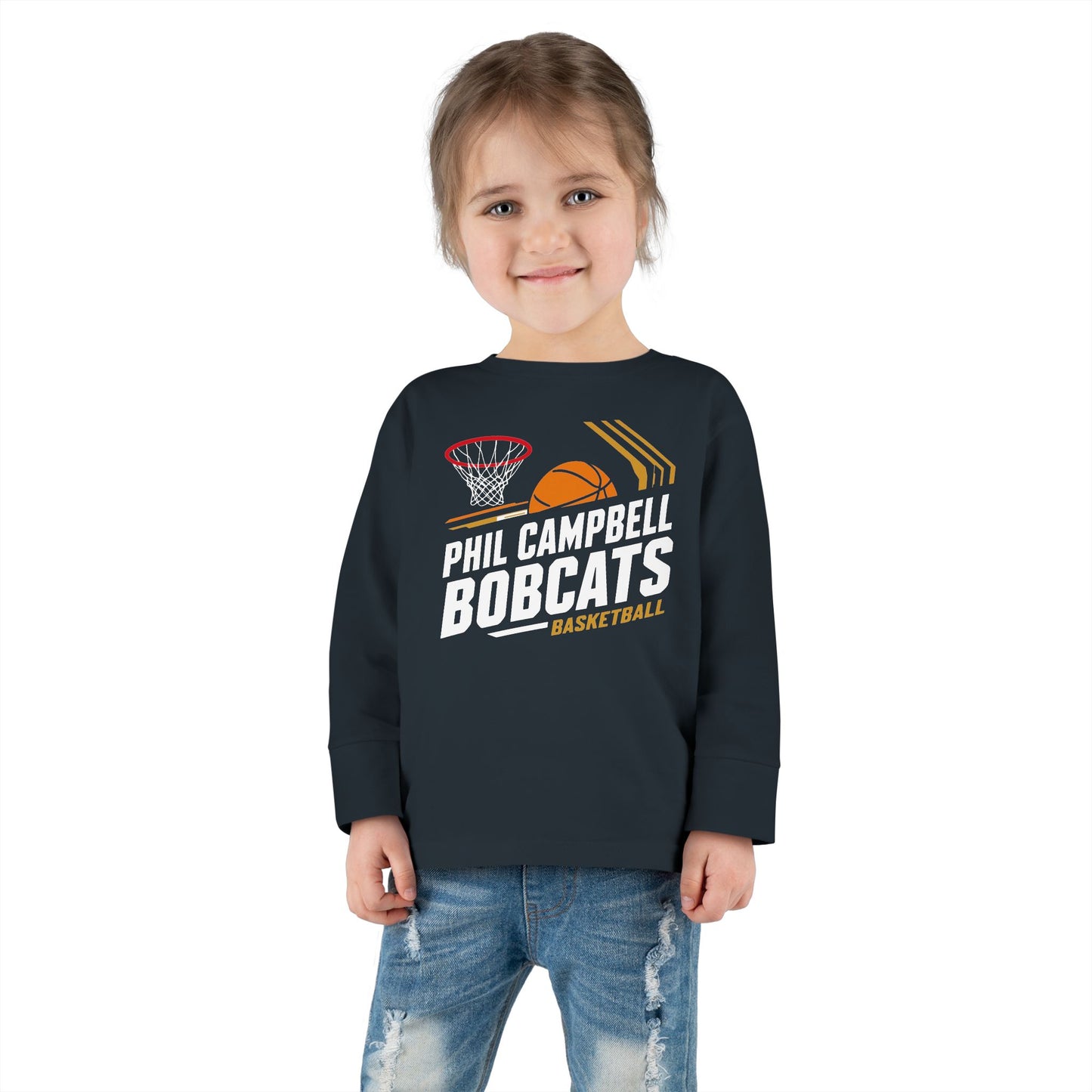 Toddler Long Sleeve Tee \ Phil Campbell Bobcats Basketball \ PCBBK1