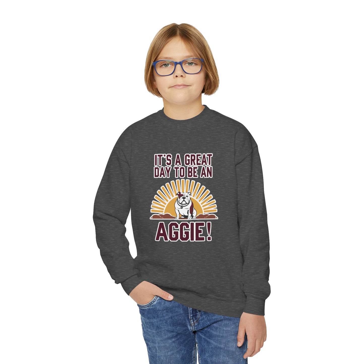 Youth Crewneck Sweatshirt \ It's a Great Day to be an Aggie! \ GDA4