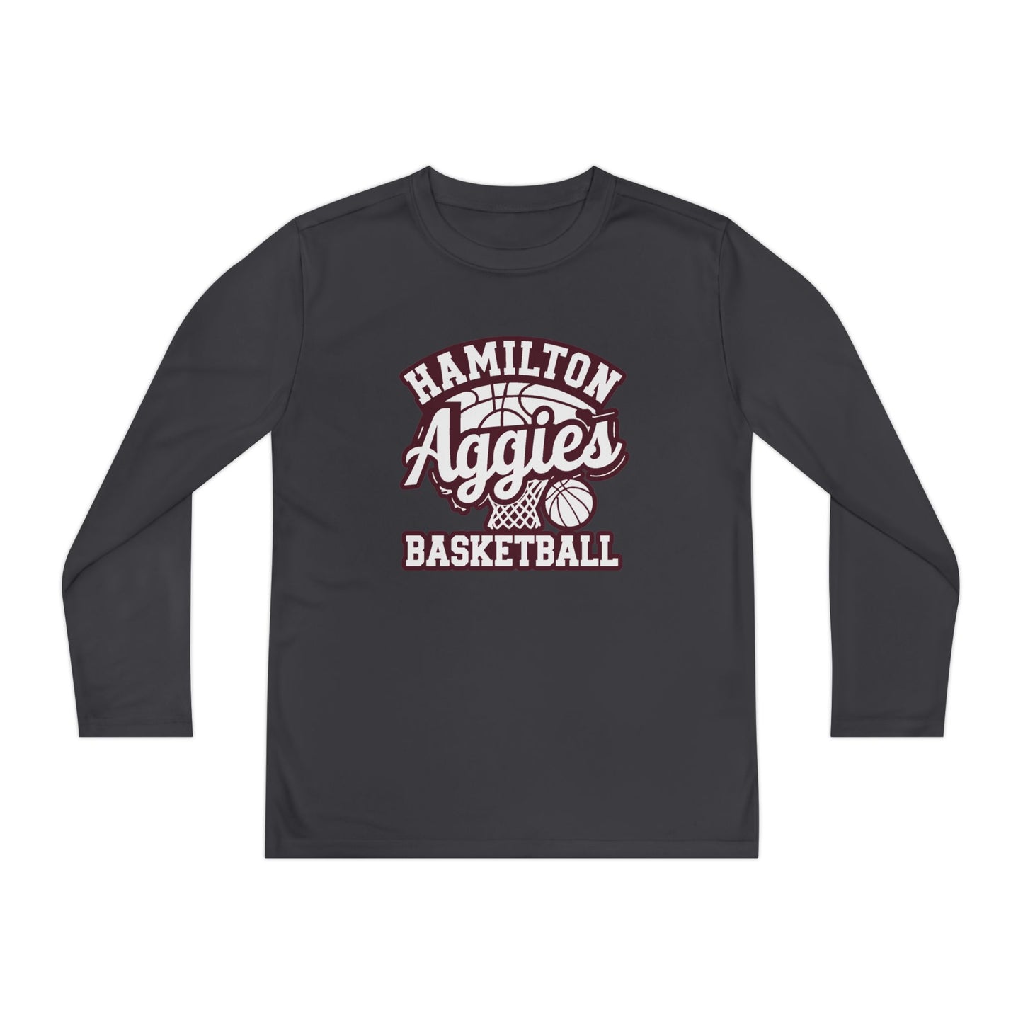 Youth Long Sleeve Tee \ Hamilton Aggies Basketball \ HABBG1