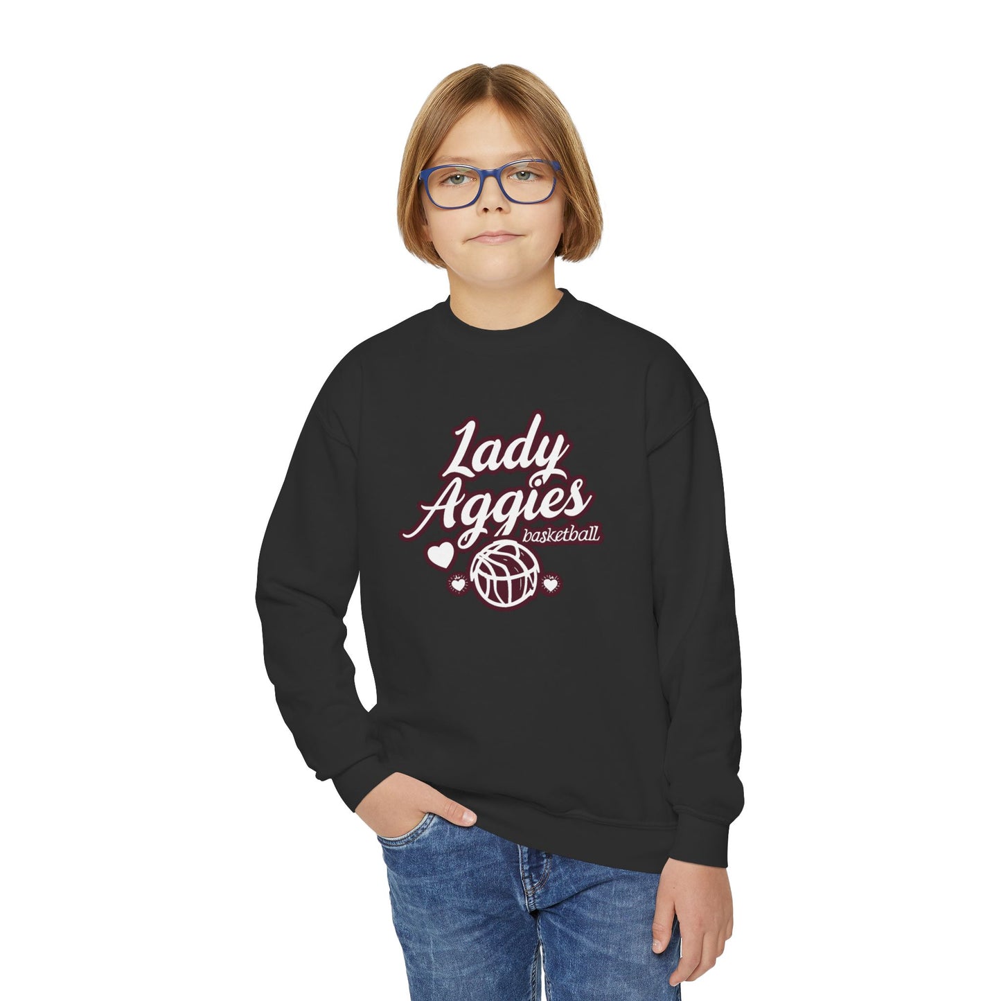 Youth Crewneck Sweatshirt \ Hamilton Aggies Basketball \ HABBG2
