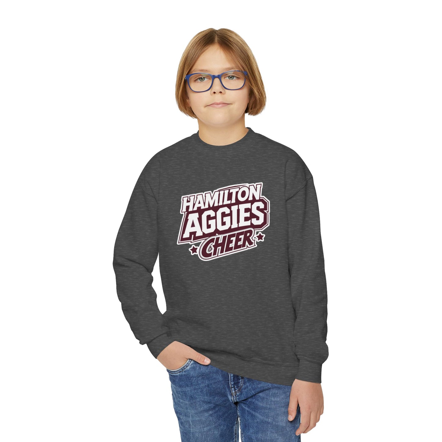 Youth Crewneck Sweatshirt \ Hamilton Aggies Cheer \ HAC1