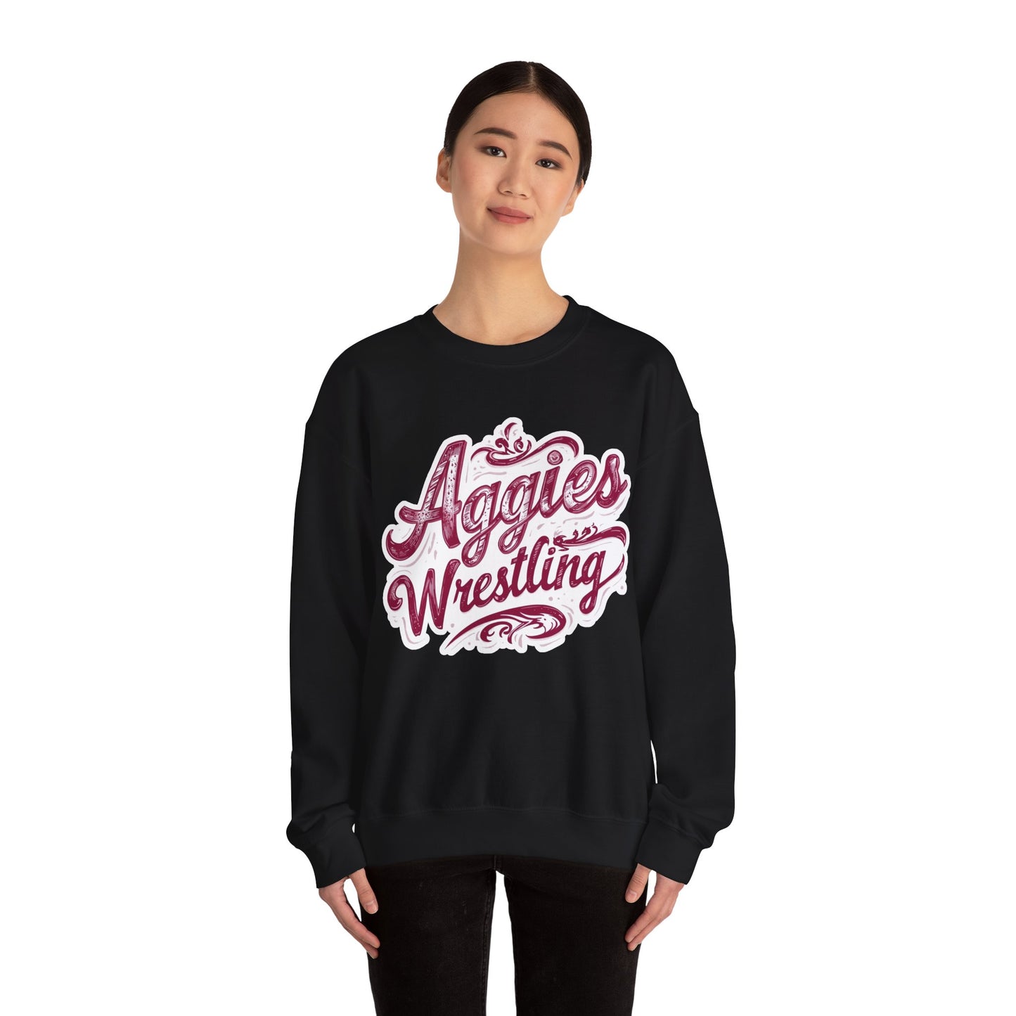 Adult Crewneck Sweatshirt \ Hamilton Aggies Wrestling \ HAWG2