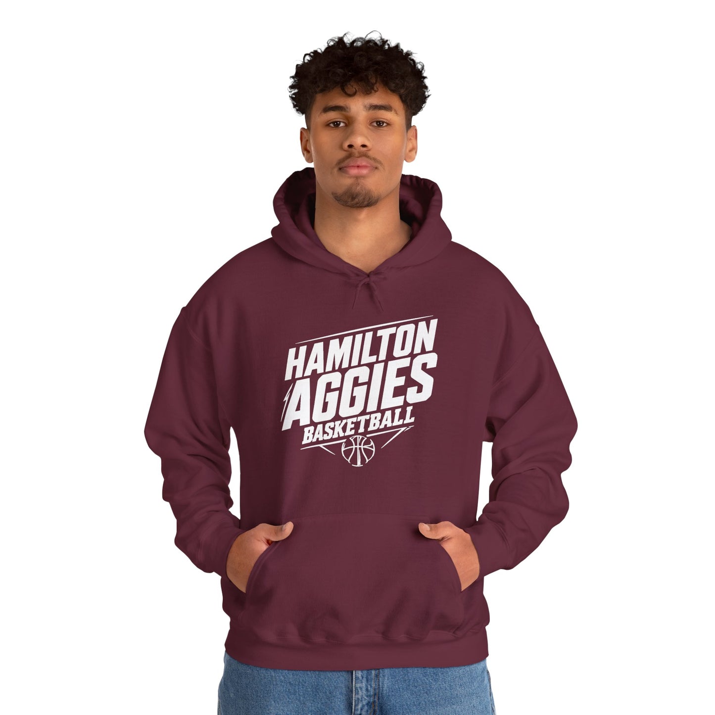 Adult Hoodie Sweatshirt \ Hamilton Aggies Basketball \ HABB2