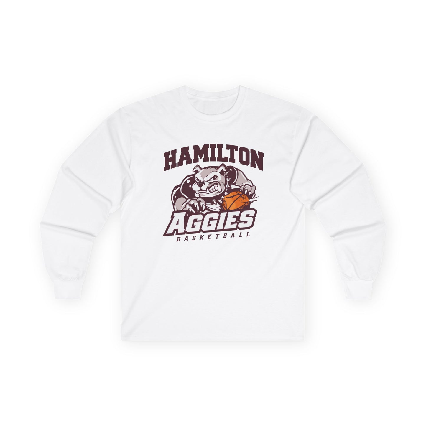 Adult Long Sleeve Tee \ Hamilton Aggies Basketball \ HABB1