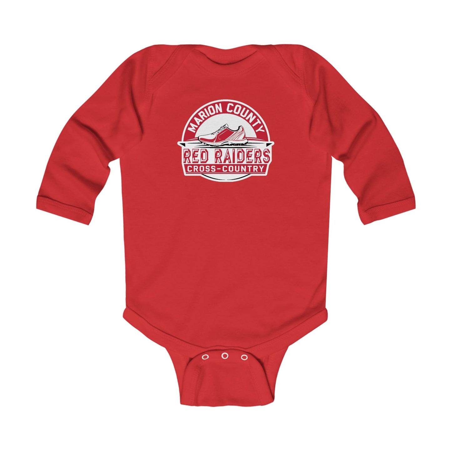 Long Sleeve Baby Bodysuit \ Marion County Red Raiders Cross-Country \ MCCC1