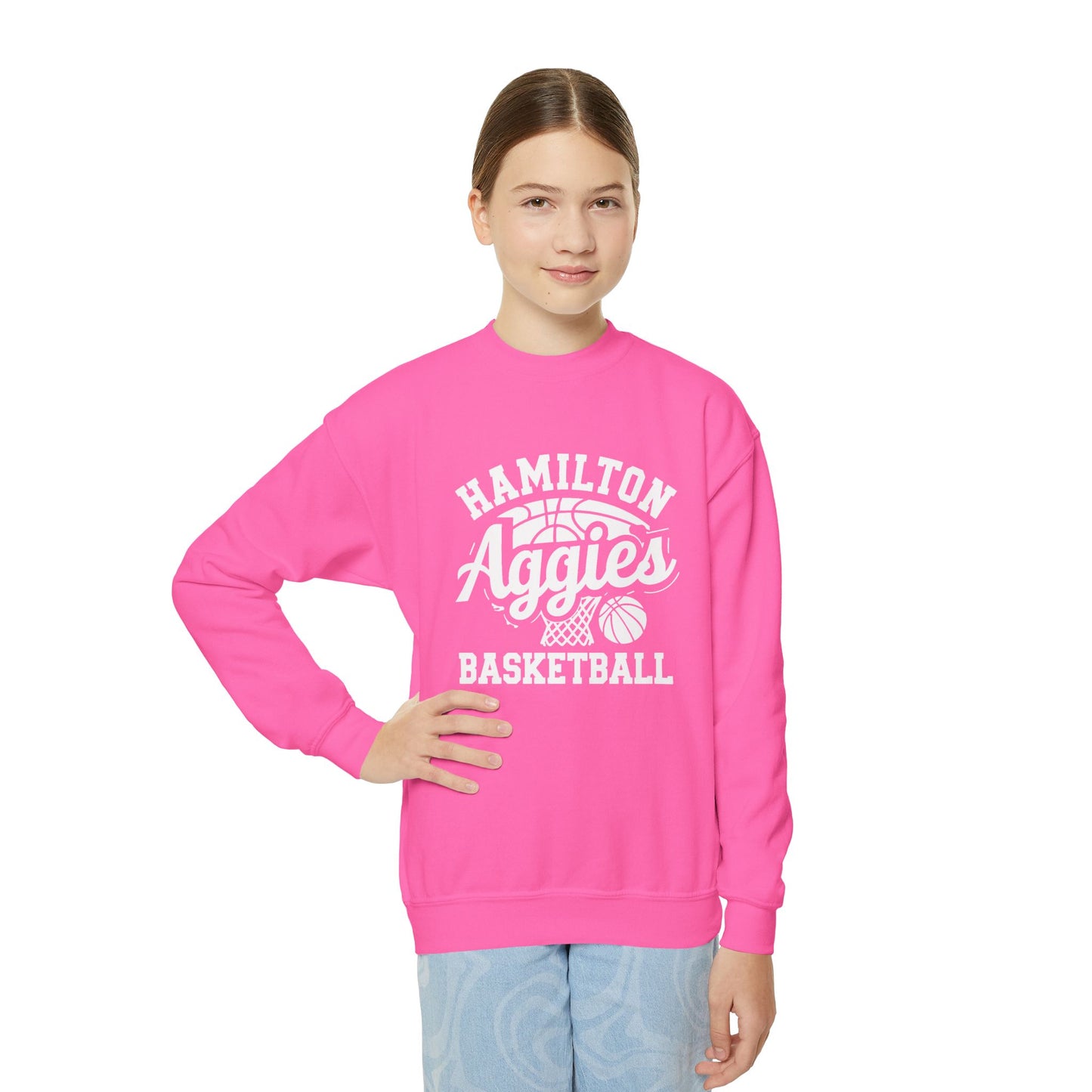 Youth Crewneck Sweatshirt \ Hamilton Aggies Basketball \ HABBG1