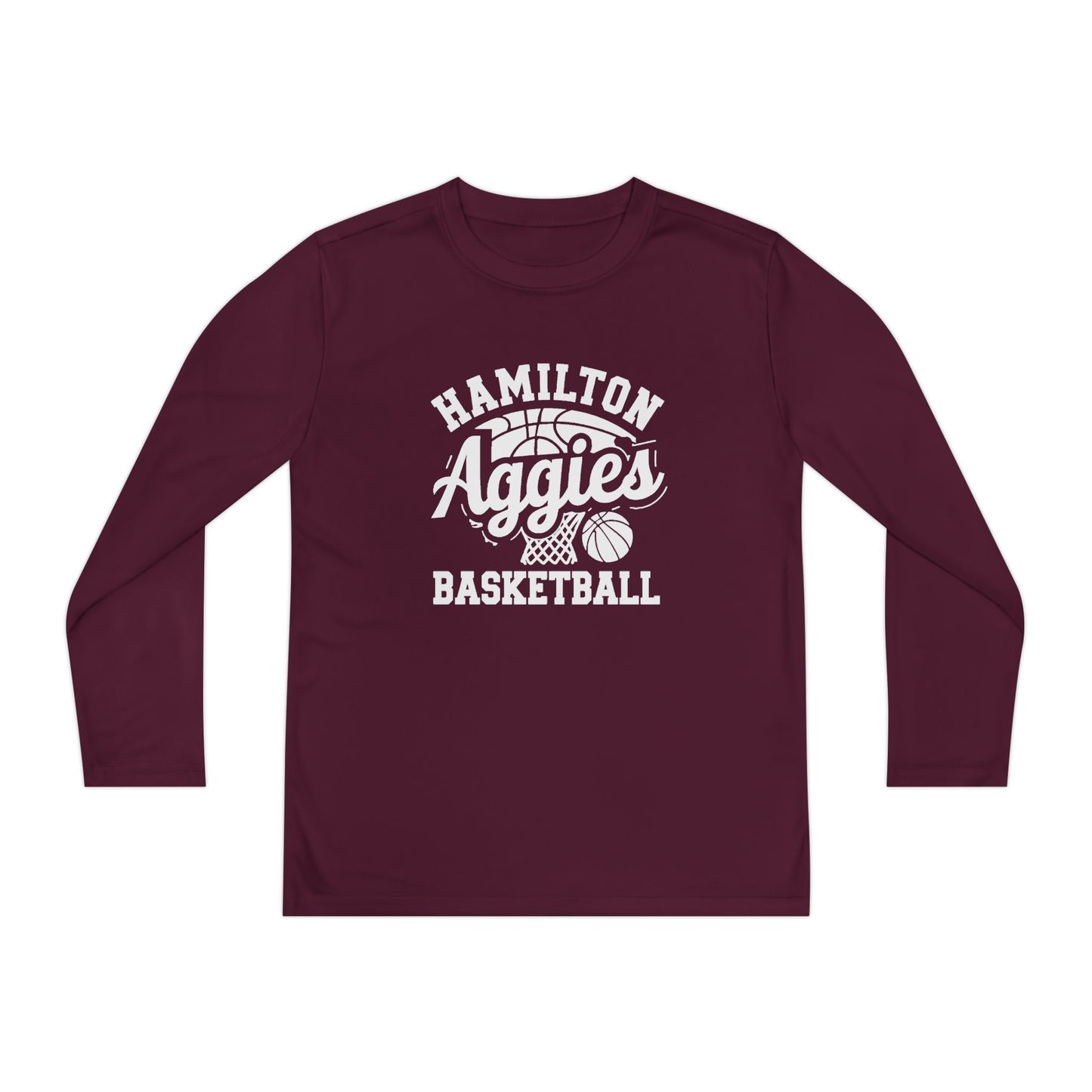 Youth Long Sleeve Tee \ Hamilton Aggies Basketball \ HABBG1