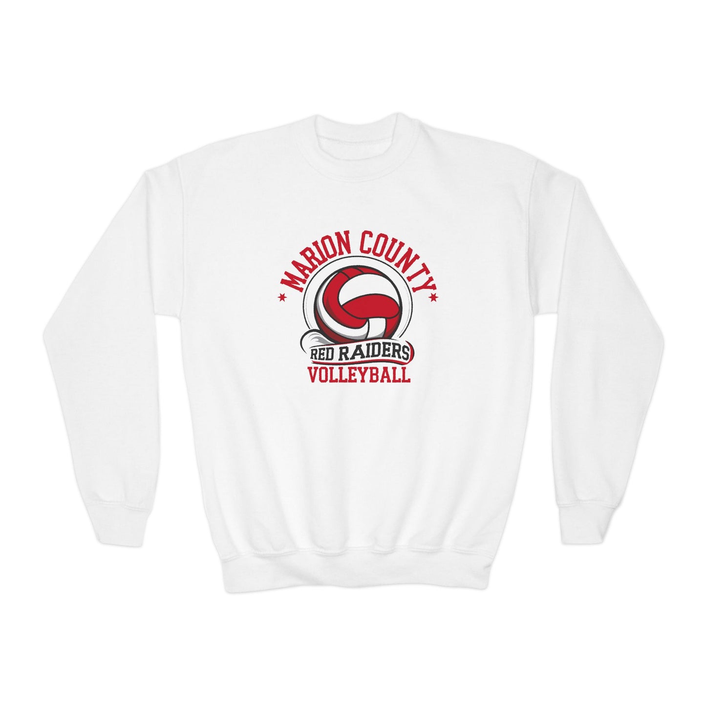 Youth Crewneck Sweatshirt \ Marion County Red Raiders Volleyball \ MCV1