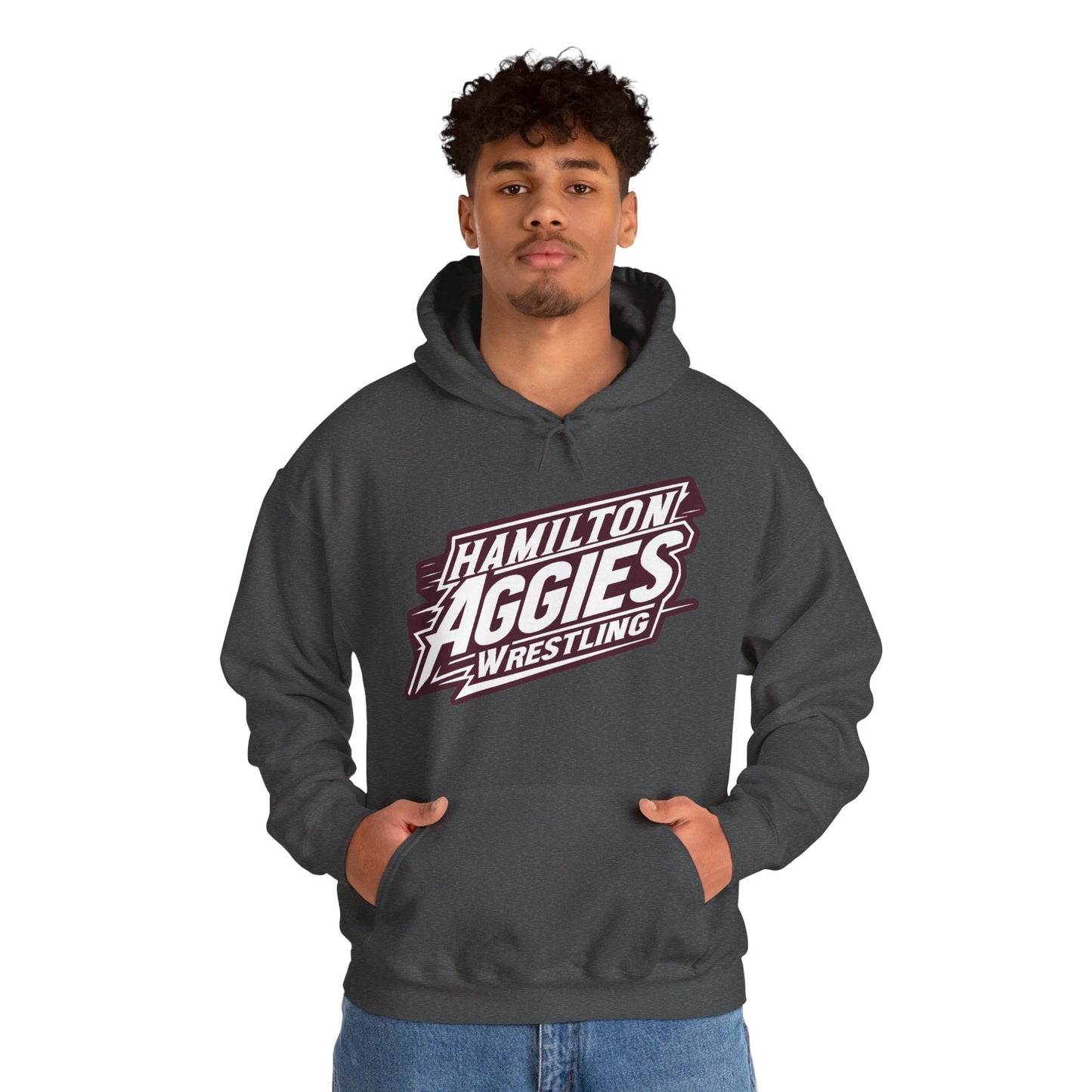 Adult Hoodie Sweatshirt \ Hamilton Aggies Wrestling \ HAW1