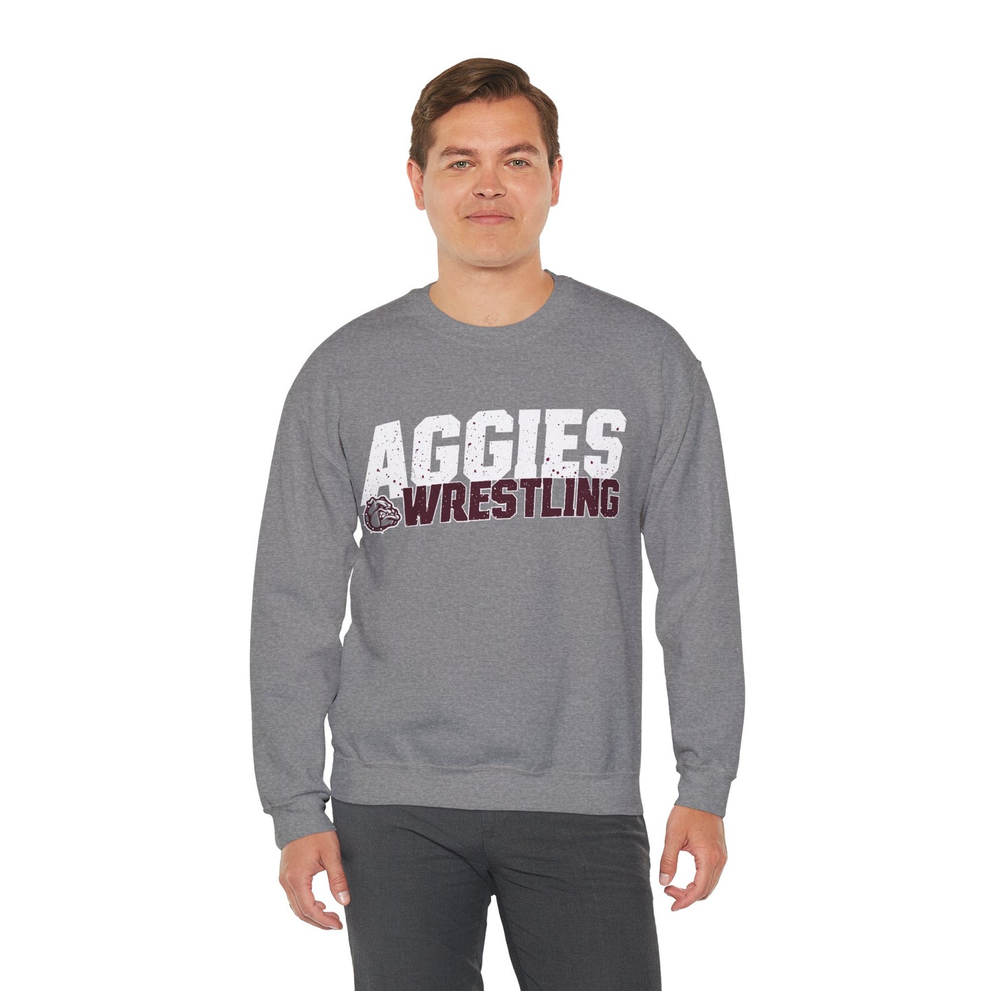 Adult Crewneck Sweatshirt \ Hamilton Aggies Wrestling \ HAW3