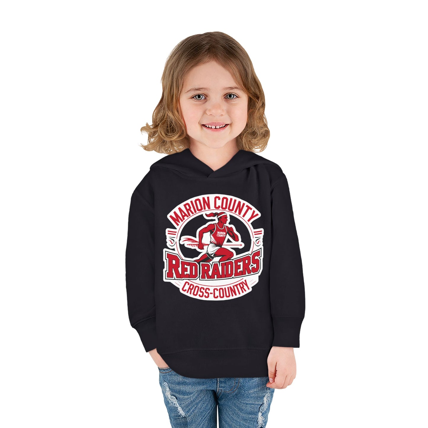 Toddler Hoodie Sweatshirt \ Marion County Red Raiders Cross-Country \ MCCC2