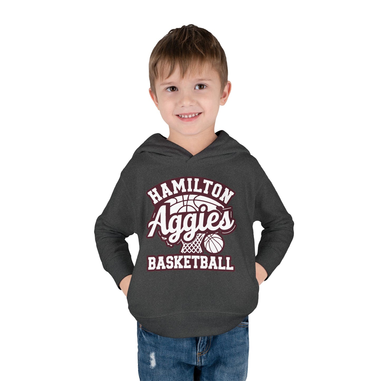 Toddler Hoodie Sweatshirt \ Hamilton Aggies Basketball \ HABBG1