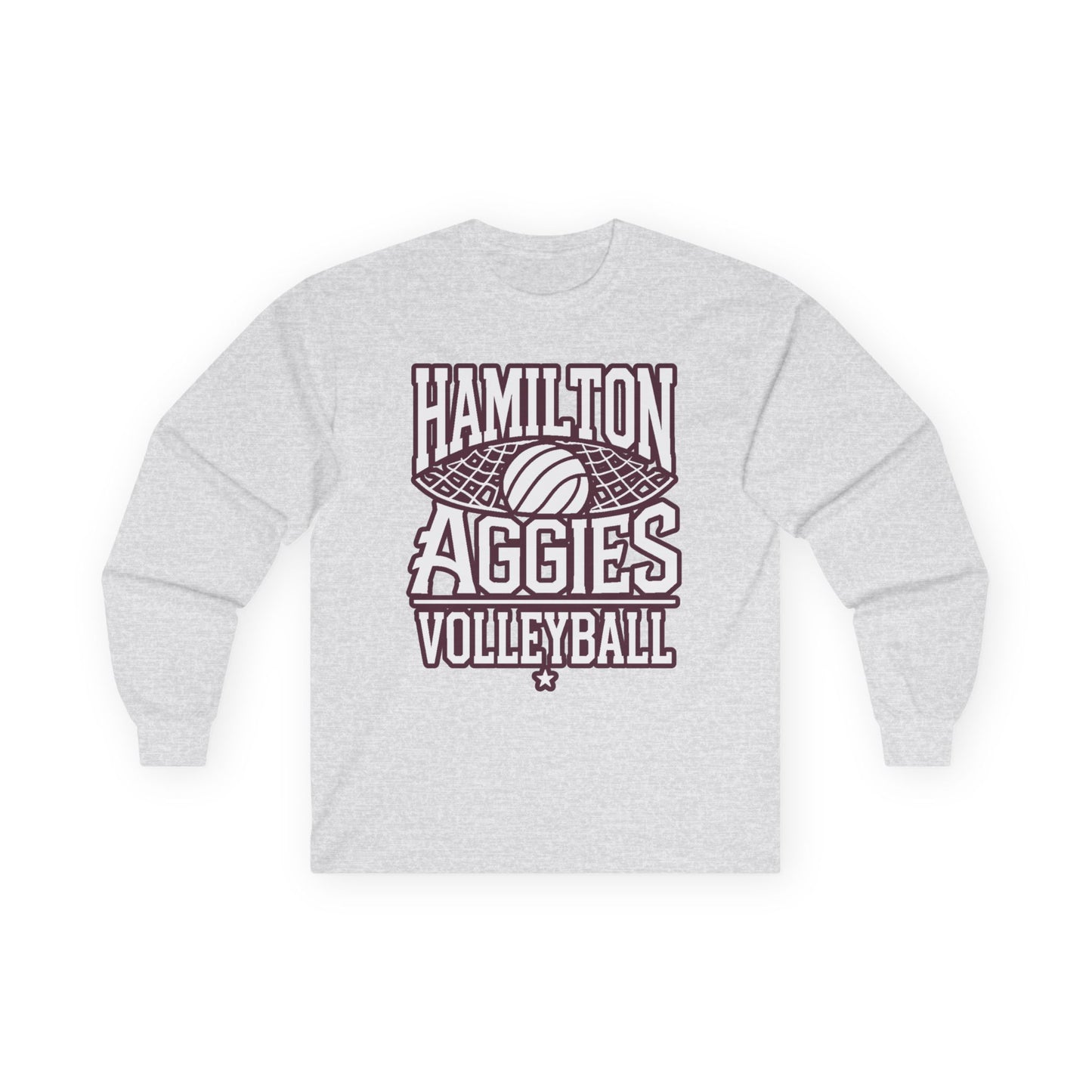 Adult Long Sleeve Tee \ Hamilton Aggies Volleyball \ HAV2