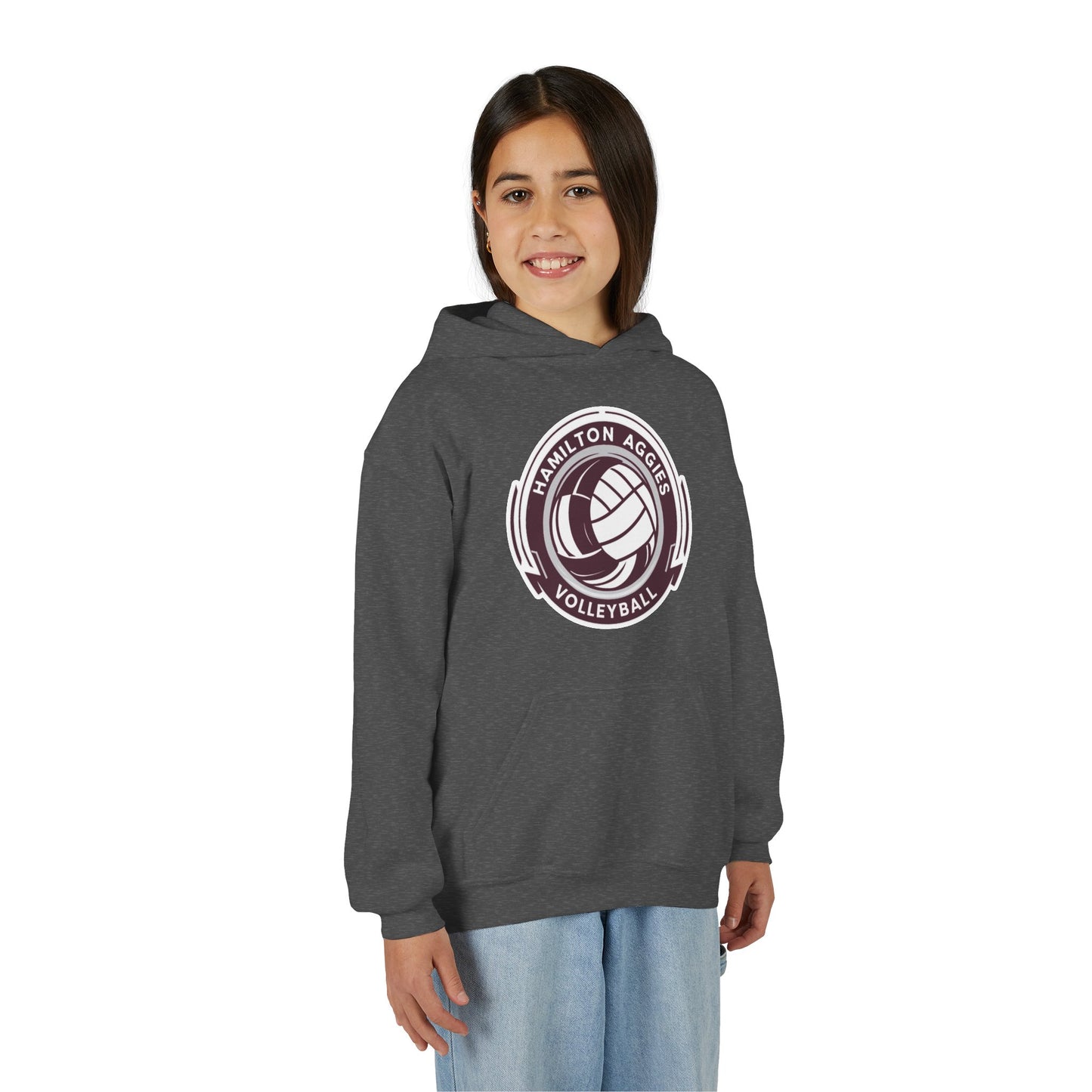 Youth Hoodie Sweatshirt \ Hamilton Aggies Volleyball \ HAV1