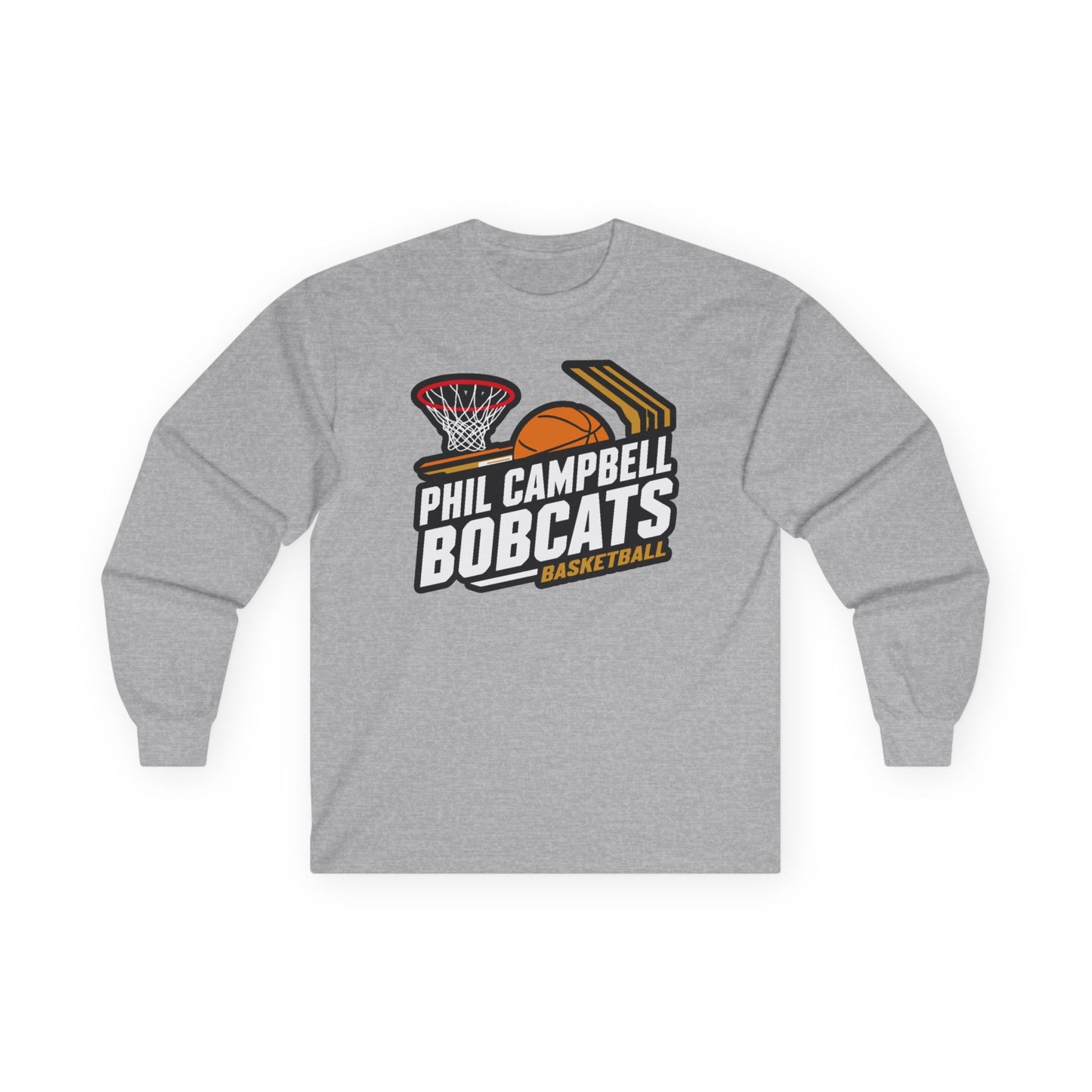 Adult Long Sleeve Tee \ Phil Campbell Bobcats Basketball \ PCBBK1