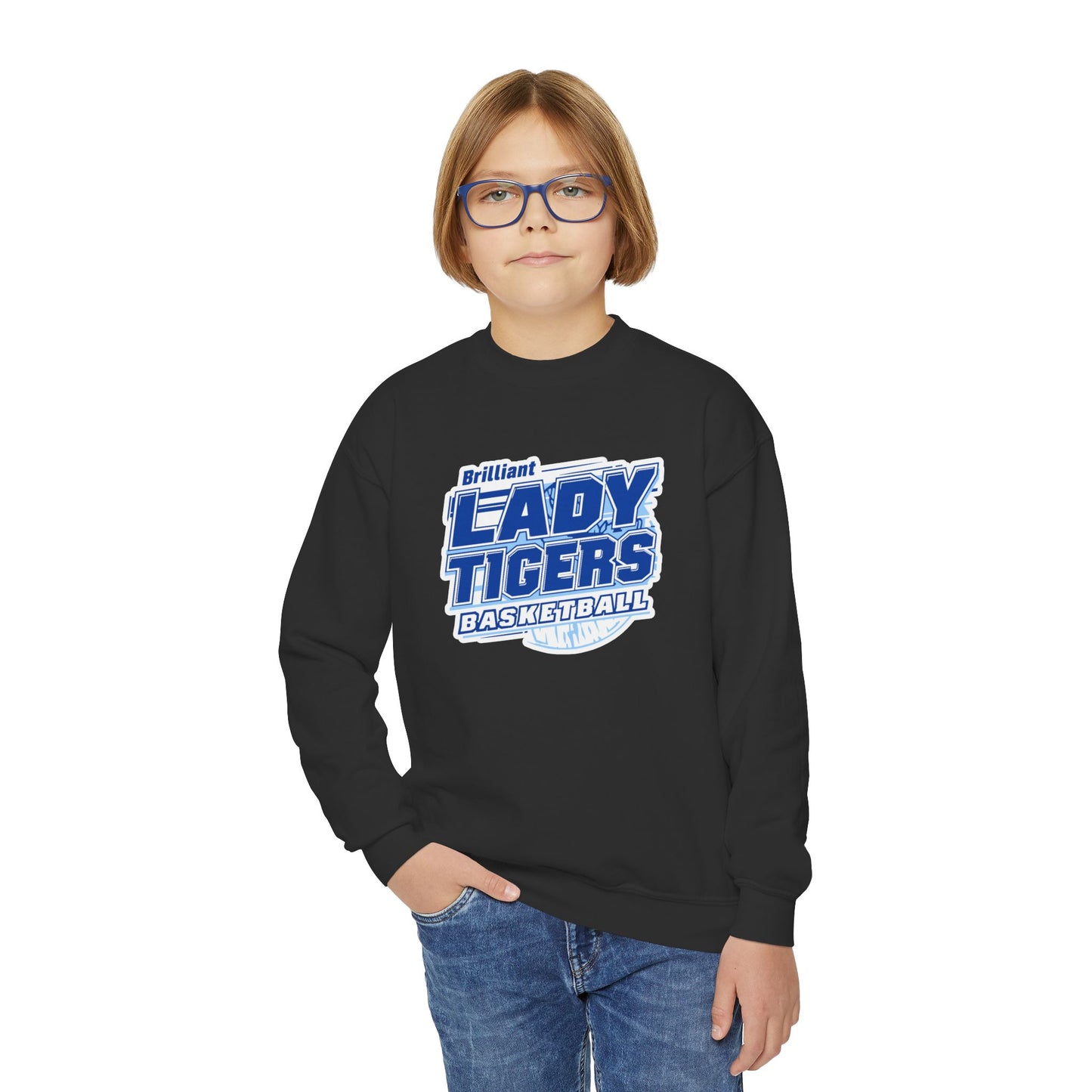 Youth Crewneck Sweatshirt \ Brilliant Tigers Basketball \ BTBKG2