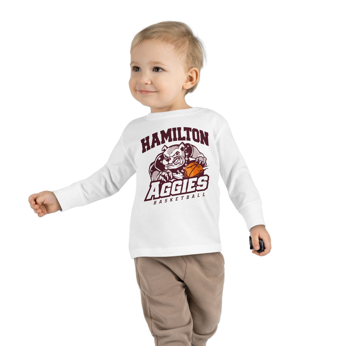Toddler Long Sleeve Tee \ Hamilton Aggies Basketball \ HABB1