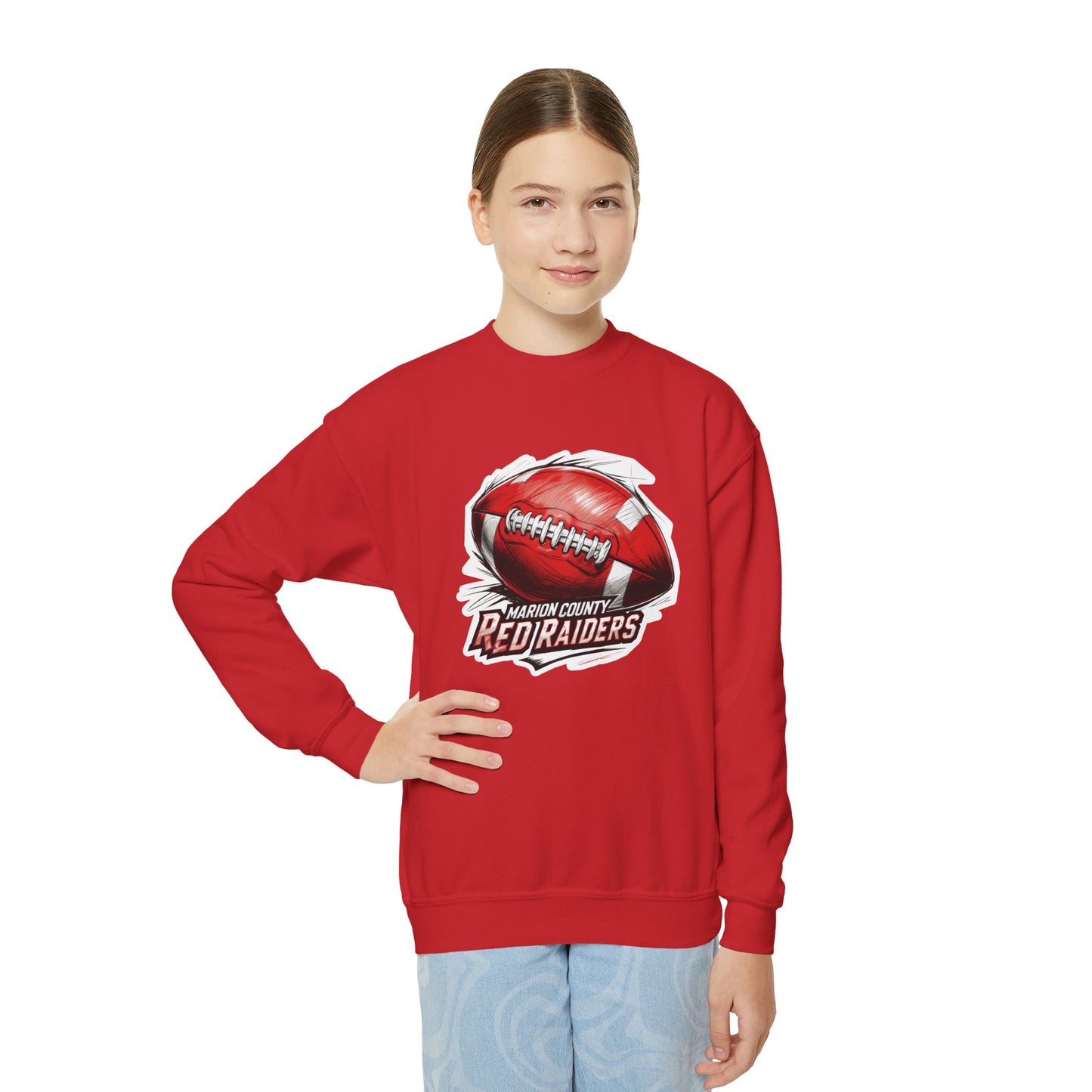 Youth Crewneck Sweatshirt \ Marion County Red Raiders Football \ MCF1