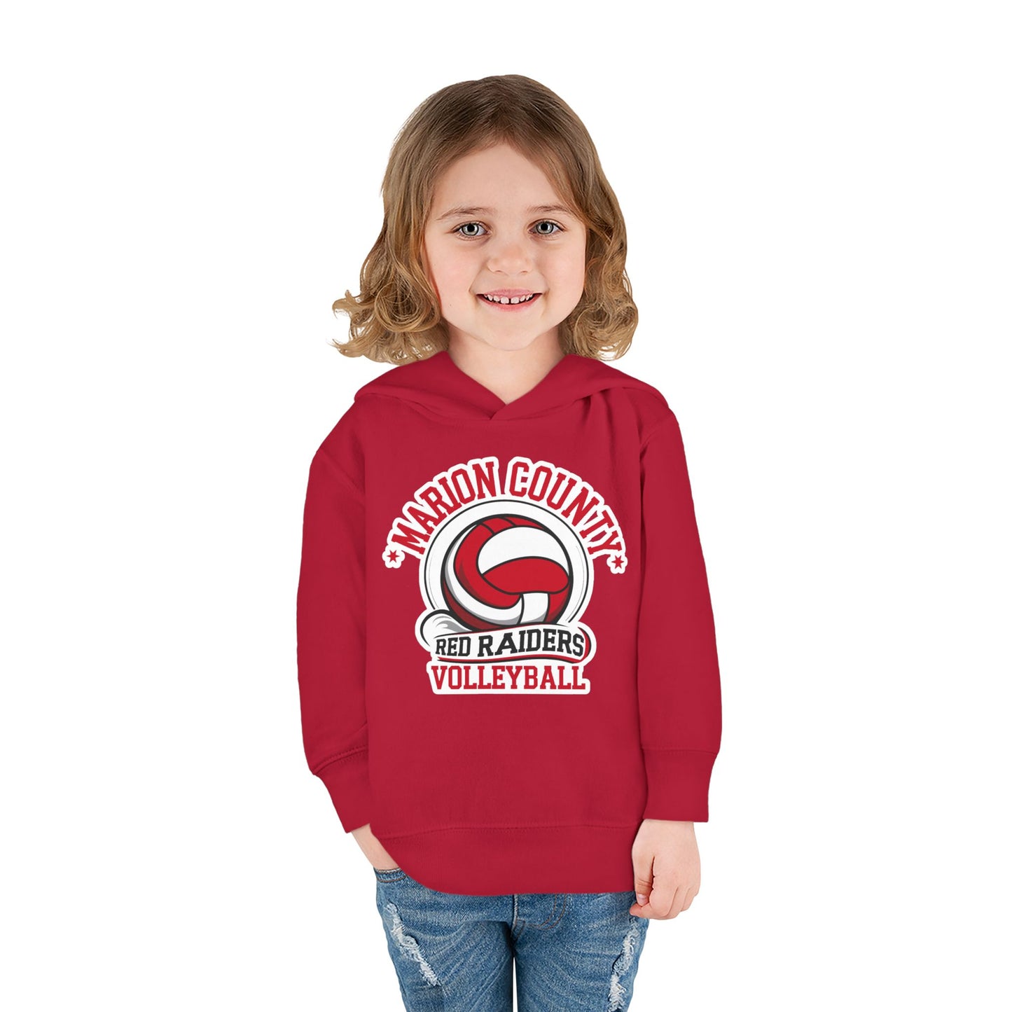 Toddler Hoodie Sweatshirt \ Marion County Red Raiders Volleyball \ MCV1
