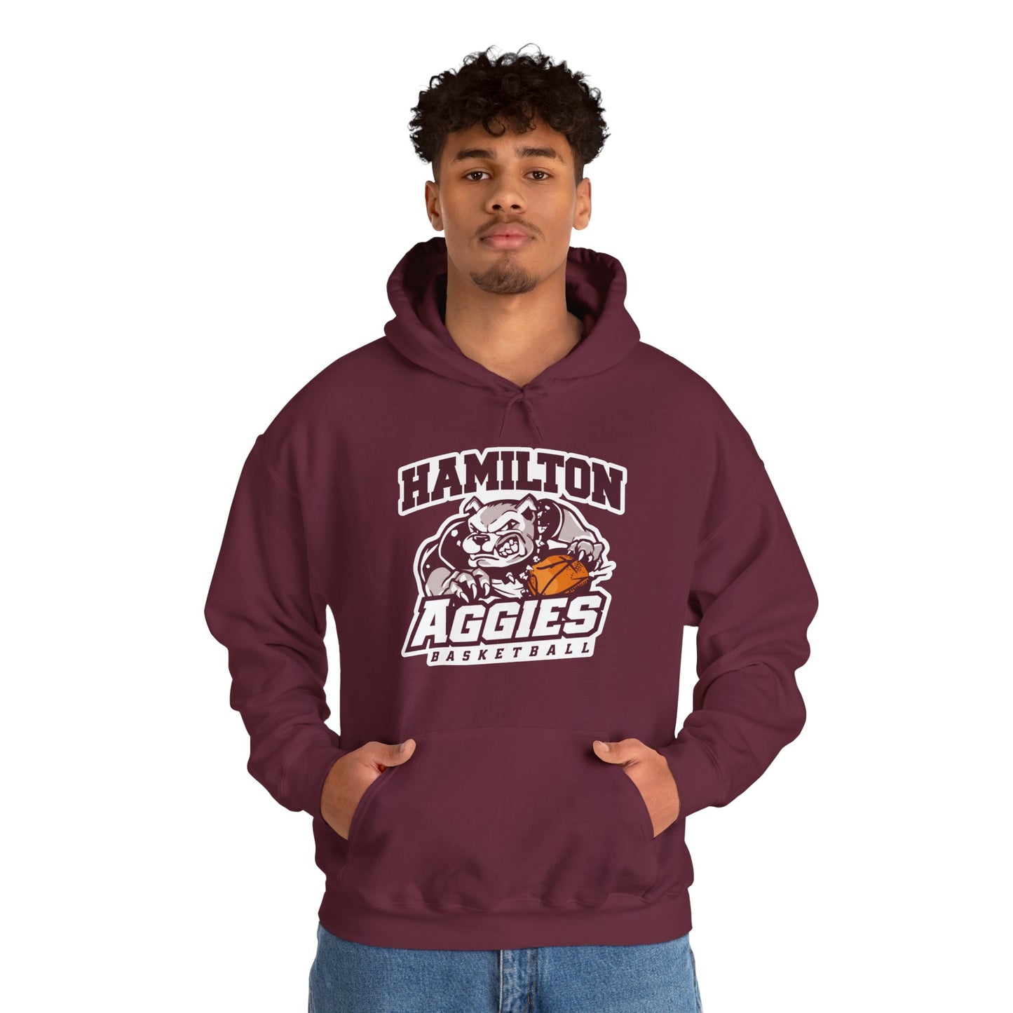 Adult Hoodie Sweatshirt \ Hamilton Aggies Basketball \ HABB1
