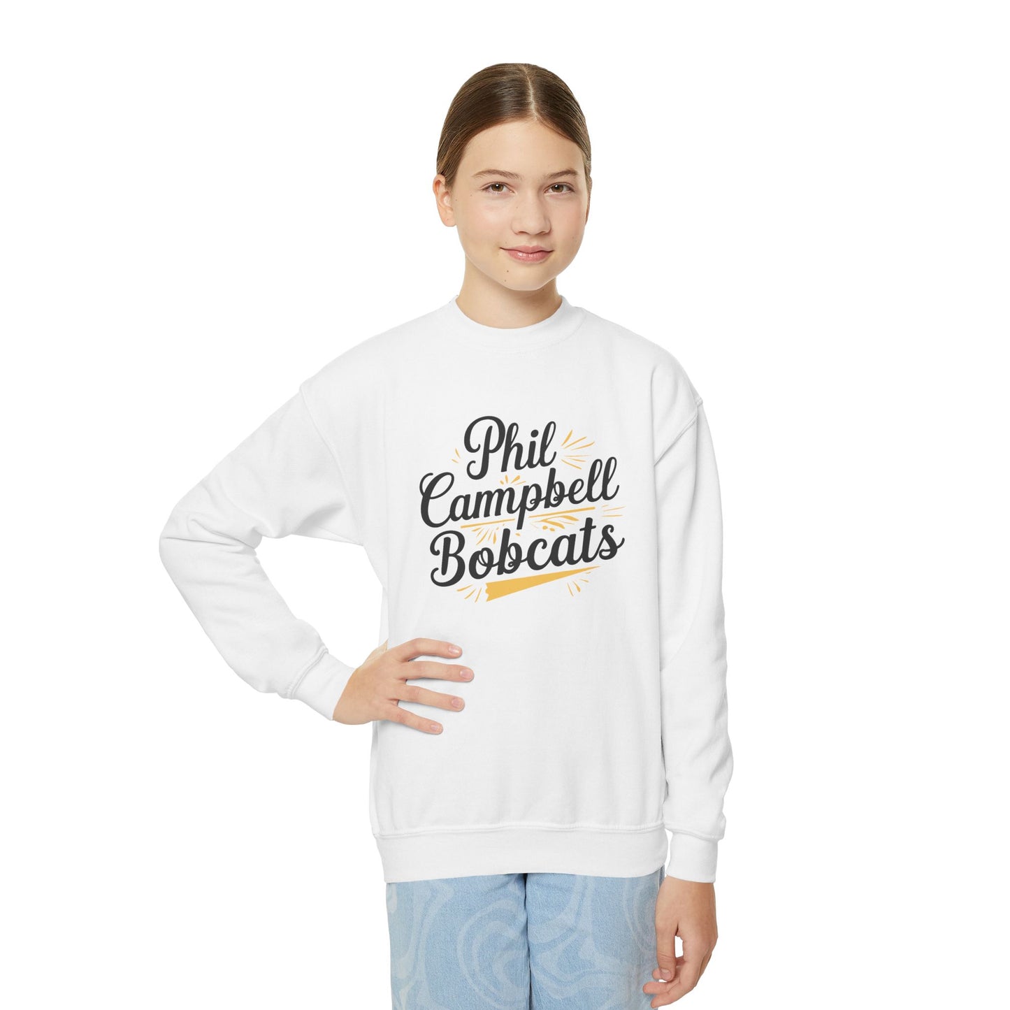 Youth Crewneck Sweatshirt — "Phil Campbell Bobcats" School Spirit Pullover