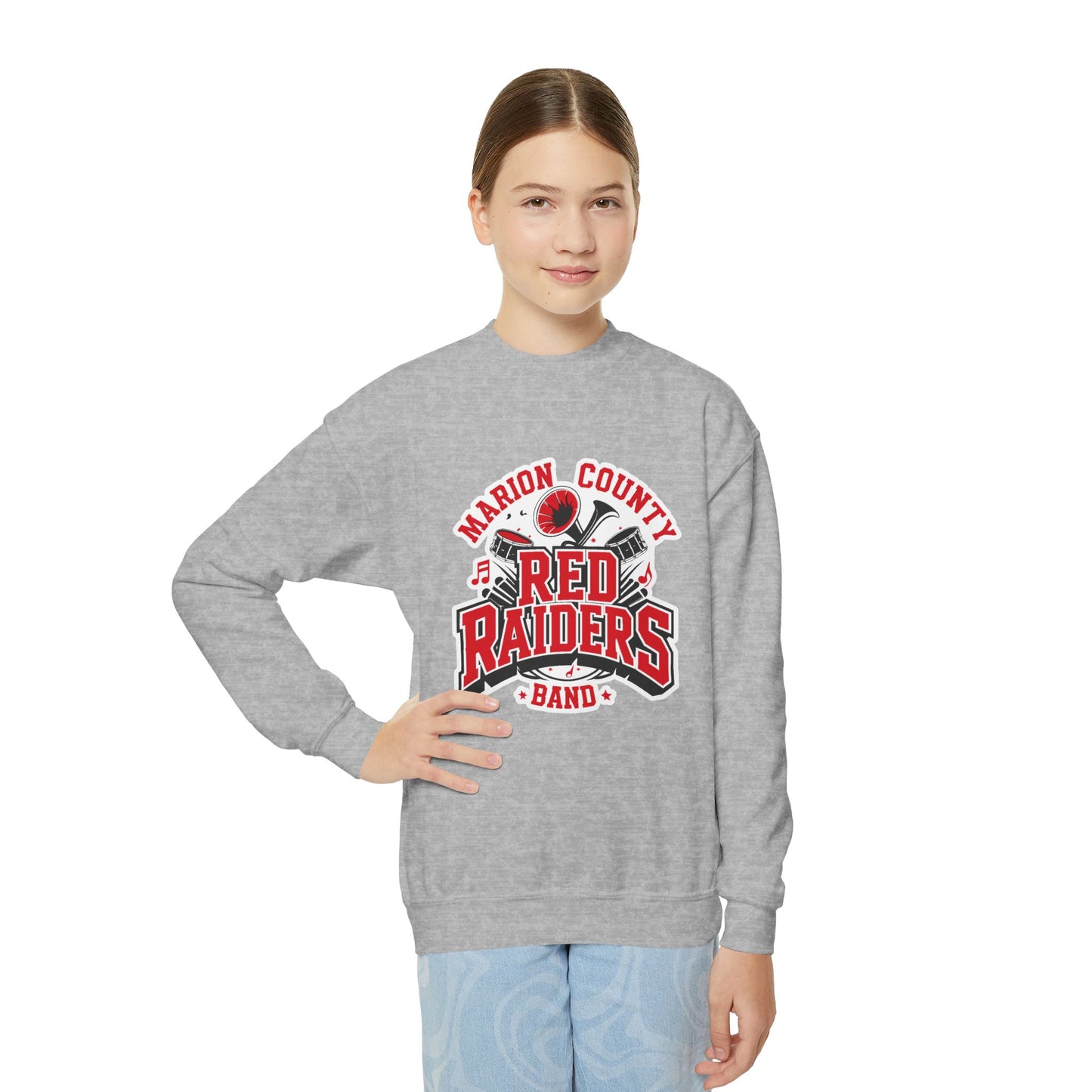 Youth Crewneck Sweatshirt \ Marion County Red Raiders Band \ MCB2