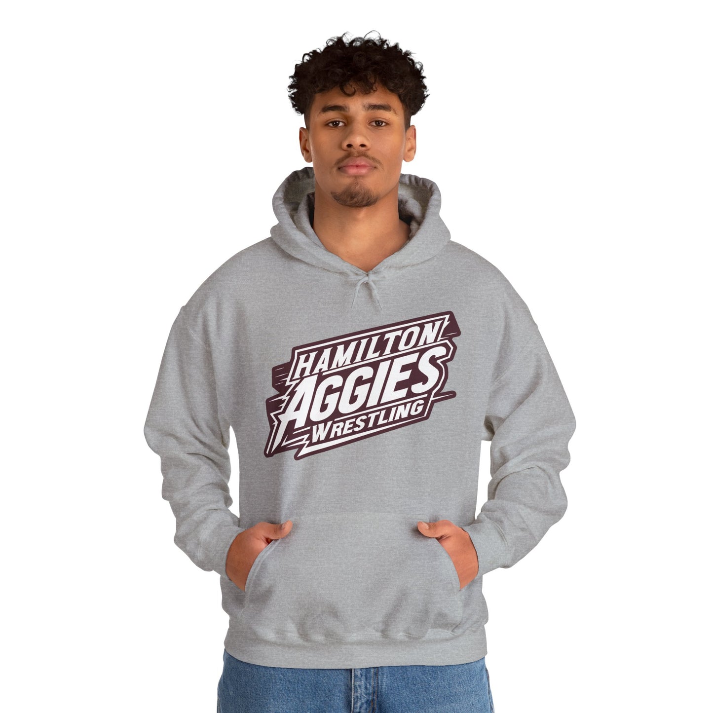 Adult Hoodie Sweatshirt \ Hamilton Aggies Wrestling \ HAW1