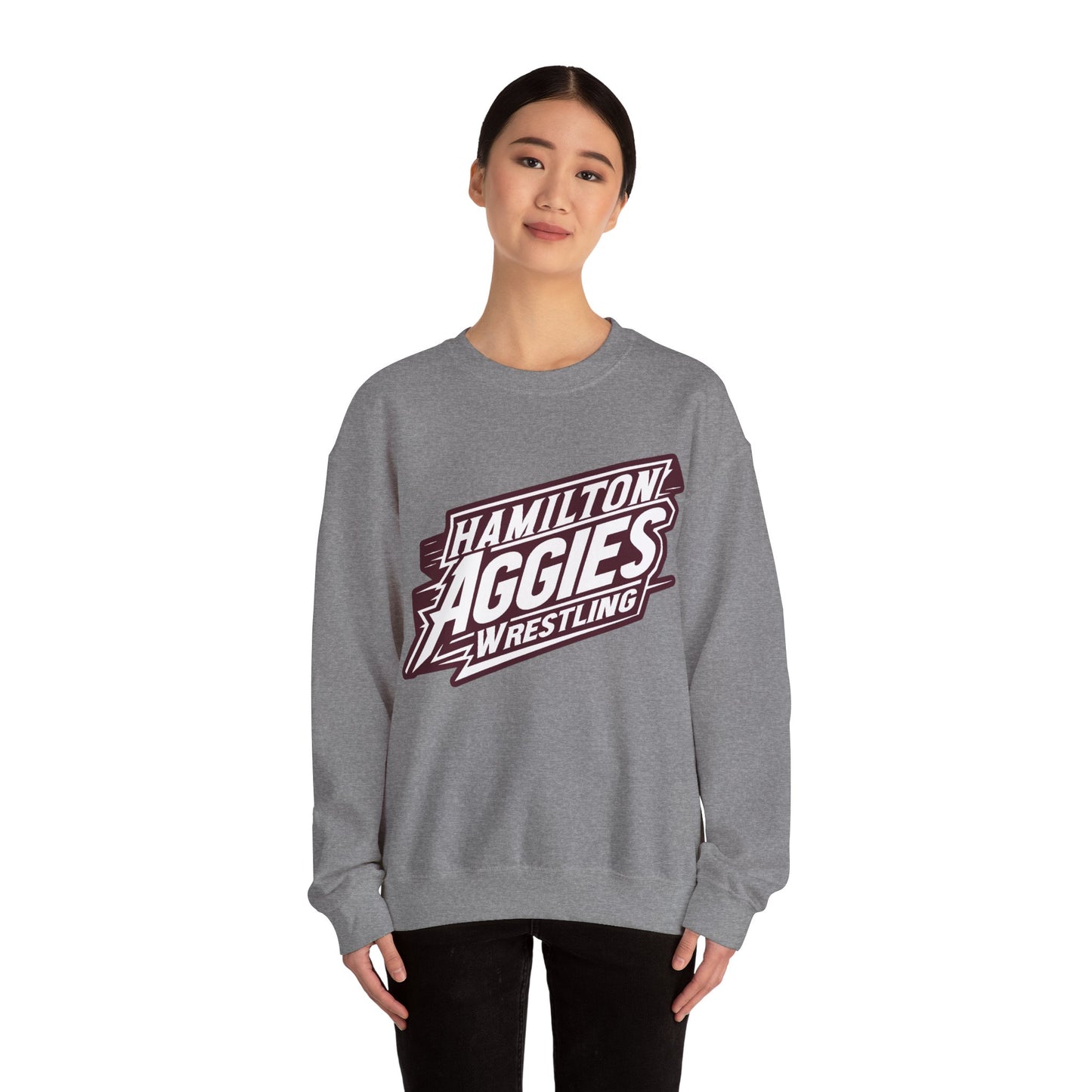 Adult Crewneck Sweatshirt \ Hamilton Aggies Wrestling \ HAW1