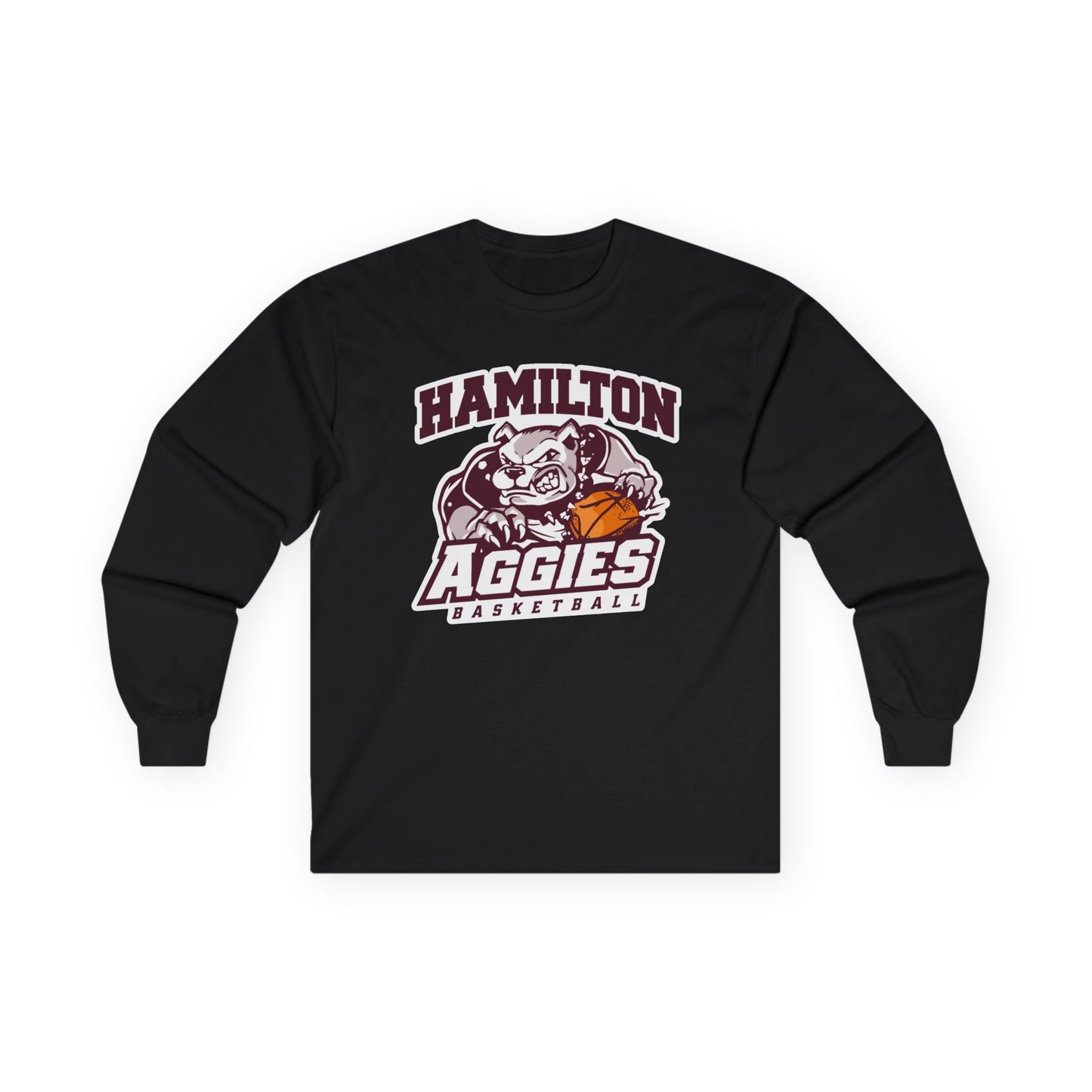 Adult Long Sleeve Tee \ Hamilton Aggies Basketball \ HABB1