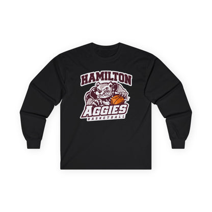 Adult Long Sleeve Tee \ Hamilton Aggies Basketball \ HABB1
